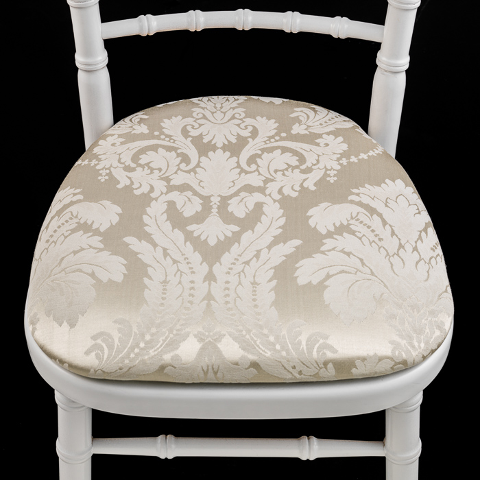 Seat Pad Damask Ivory