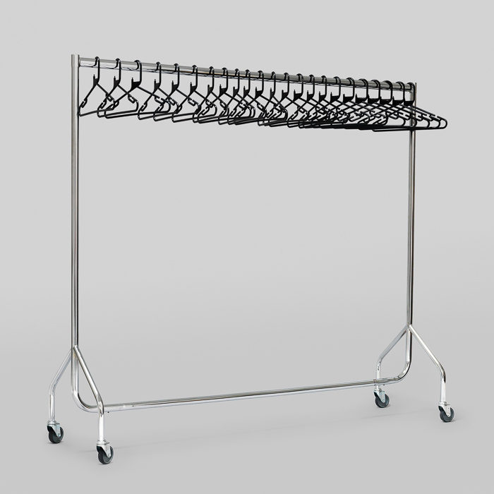 Chrome Coat Rail including 40 Hangers