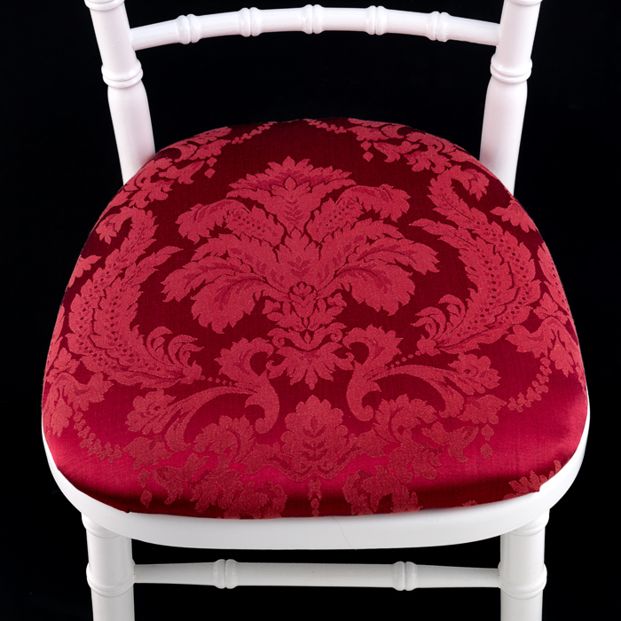 Seat Pad Damask Burgundy