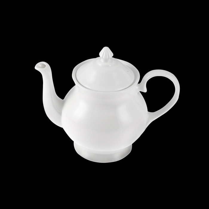 Plain white tea pot