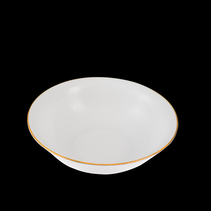 White & Gold Vegetable Dish Round