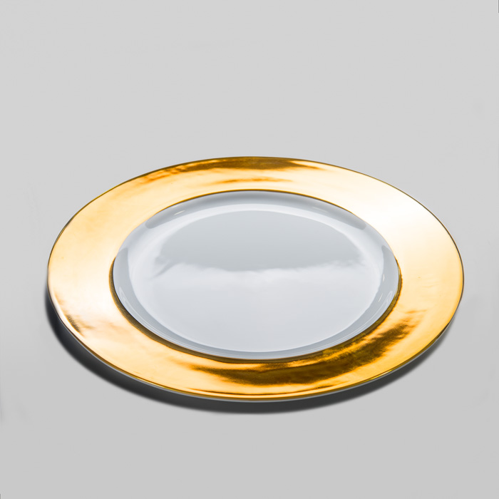 Gold Rim Glazed Finish Charger Plate