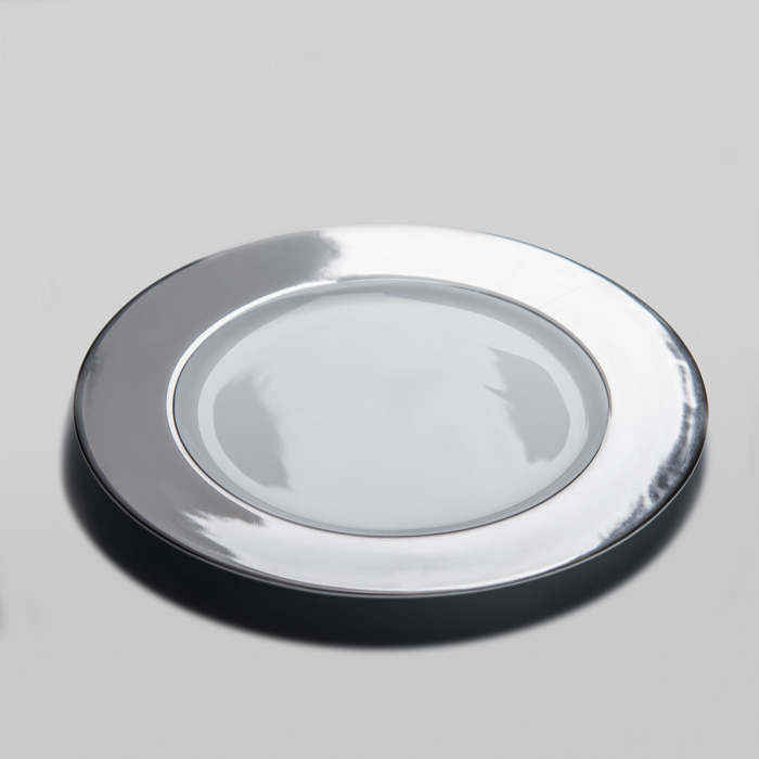 Silver Rim Glazed Finish Charger Plate