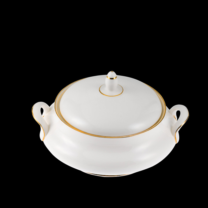 White & Gold Vegetable Dish with Lid