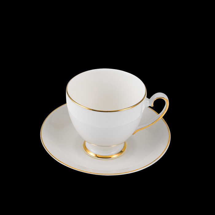 White & Gold Tea Cup & Saucer