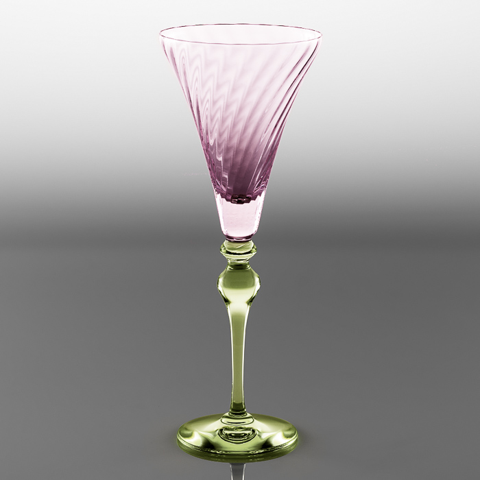 Venetian Pink/Green Champagne Flute