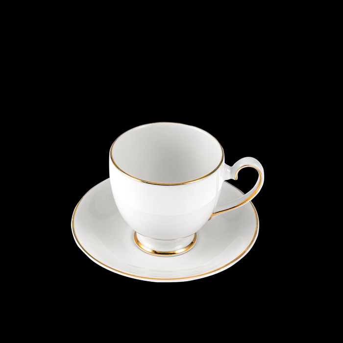 White & Gold Coffee Cup & Saucer