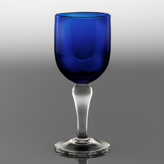 Blue Goblet Clear Stem